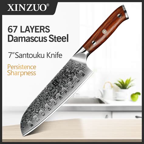 Xinzuo 7 faca santoku estilo japonês faca do chef vg10 damasco faca de