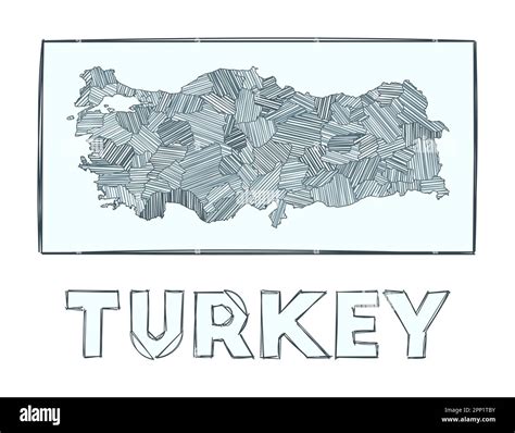 Sketch Map Of Turkey Grayscale Hand Drawn Map Of The Country Filled