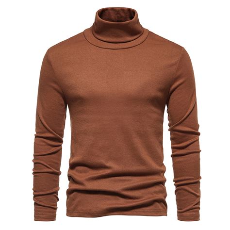 Lonkito Turtleneck Shirts For Men Solid Color Casual Turtle Neck Long Sleeve Tops