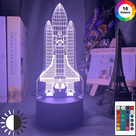 Luz Nocturna Led de ilusión 3d acrílica para niños modelo de cohete