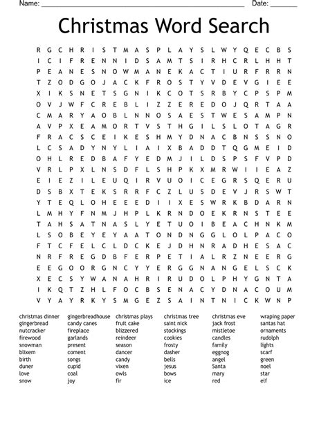 Christmas Word Search Wordmint