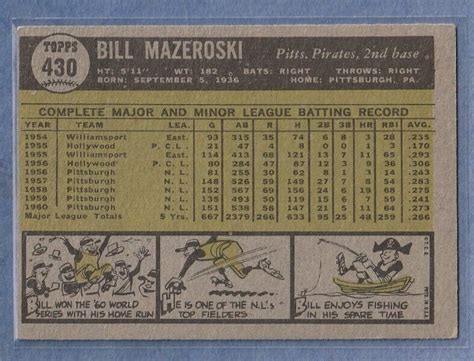 Topps Bill Mazeroski Ex Pirates Hofer Ebay