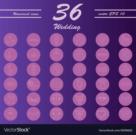 Set Of Wedding Icons In Modern Thin Line Style Vector Image