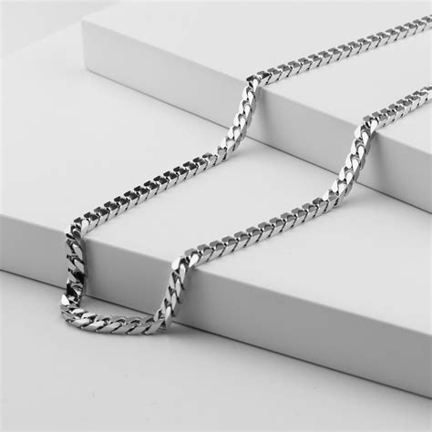 Sterling Silver 4mm Diamond Cut Square Curb Chain Necklace