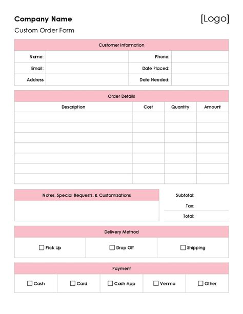 Custom Order Form Template-professional - Etsy