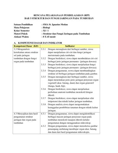 Rencana Pelaksanaan Pembelajaran Rpp Bab Struktur Dan Fungsi