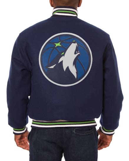 Minnesota Timberwolves Jh Design Navy Varsity Jacket Rockstar Jacket