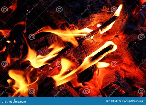 Glowing Embers In Hot Red Color Abstract Background The Hot Embers Of