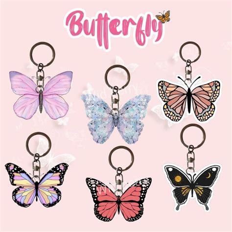 Jual Gantungan Kunci Akrilik Kupu Kupu Ganci Butterfly Keychain