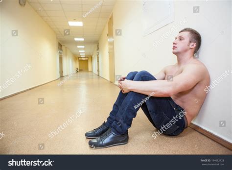 Frustrated Teenage Boy Naked Torso Sitting 스톡 사진 194612123 Shutterstock