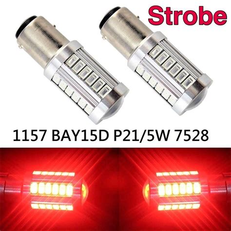 Strobe Backup 1157 2057 3496 7528 BAY15D 33 SMD LED Bulb Car Red