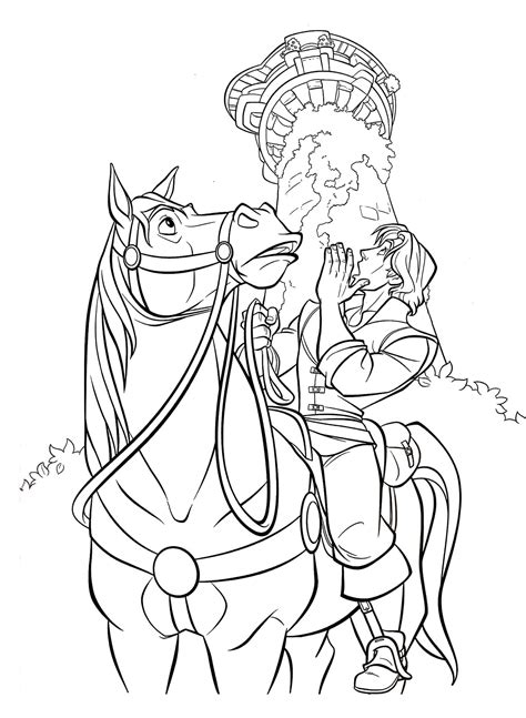 Desenhos De Flynn Rider A Cavalo Para Colorir E Imprimir