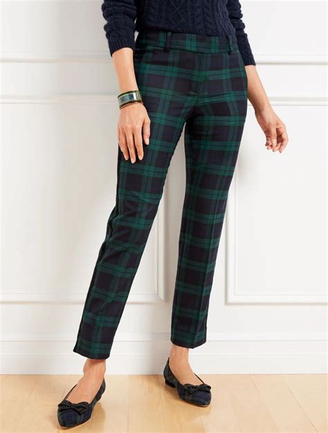 Talbots Hampshire Ankle Pants Black Watch Plaid Talbots