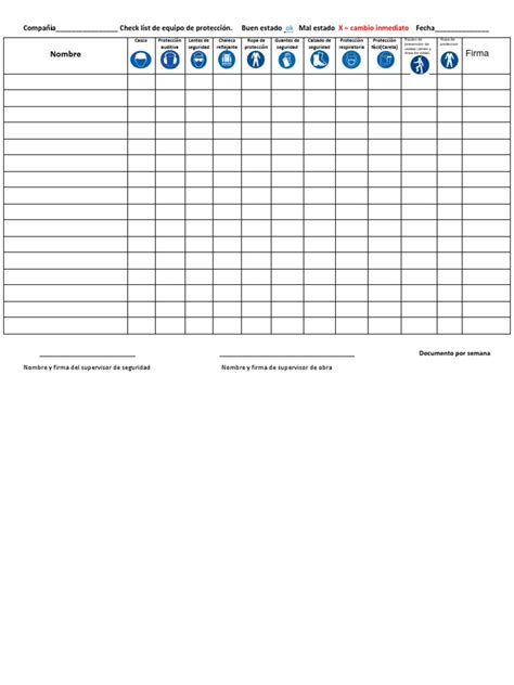 Check List De Equipo De Protección Pdf
