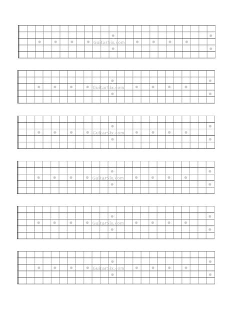 Blank Printable Guitar Fretboard Paper