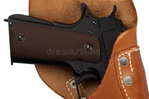 Automatic Pistol, Caliber .45 in Holster Stock Photo - Image of handgun, bullet: 313969002