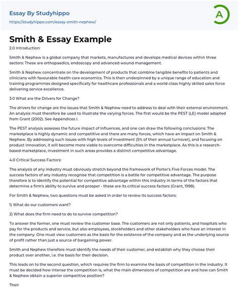 Smith Essay Example StudyHippo