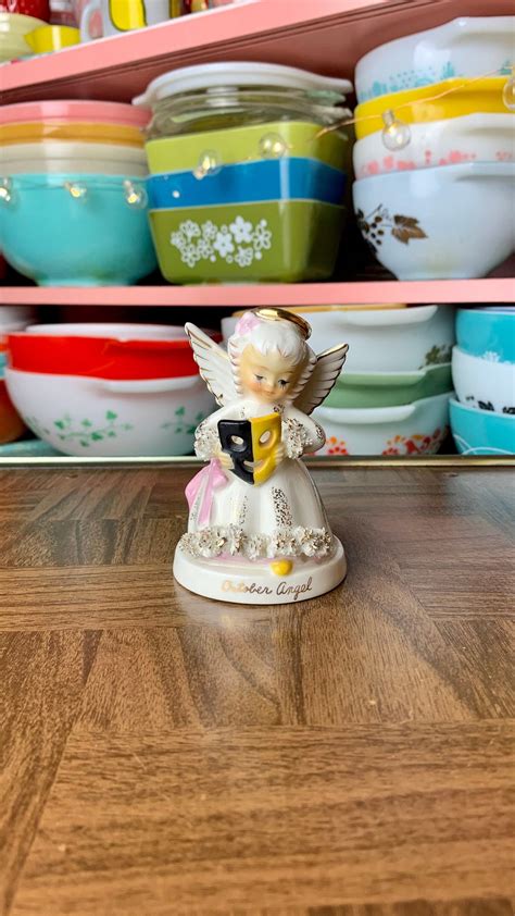 Vintage Napco Ceramic October Angel Figurine Retro Halloween Etsy