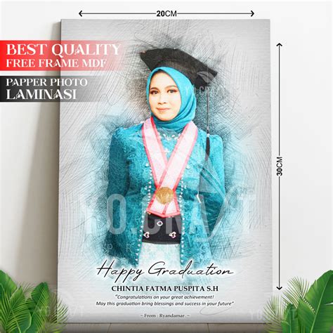 Jual Kado Lukisan Wajah Custom BINGKAI 20X30 Untuk Kado Wisuda