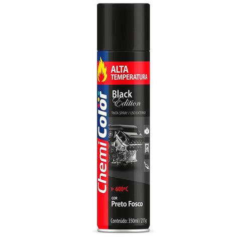 Tinta Spray Chemicolor Alta Temperatura Preto Fosco Ml Baston