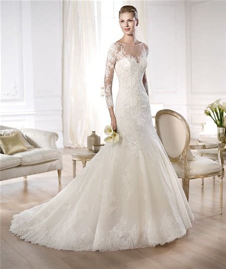 Couture Mermaid Illusion Neckline Sheer Back Long Sleeve Lace Wedding Dress