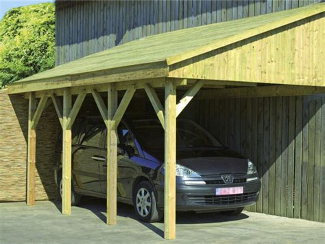 Carport Adossé 304x590 Cm Bois Hubo