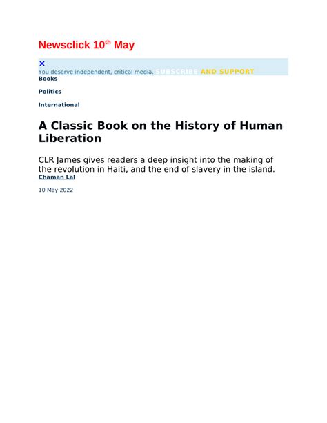 Pdf The History Of Black Liberation By Clr James