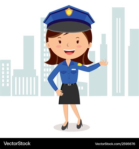 Cheerful Policewoman Royalty Free Vector Image