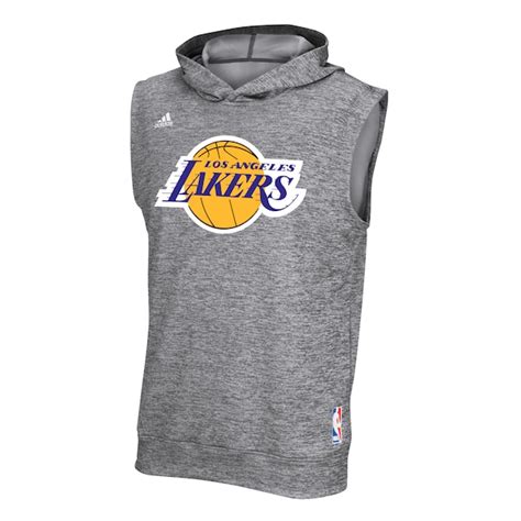 Mens Los Angeles Lakers Adidas Charcoal Pre Game Sleeveless Hoodie