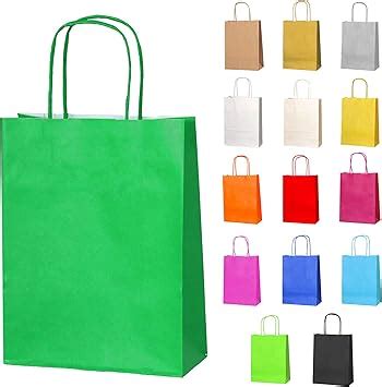 Thepaperbagstore 15 Green Paper Party Bags With Handles Colourful