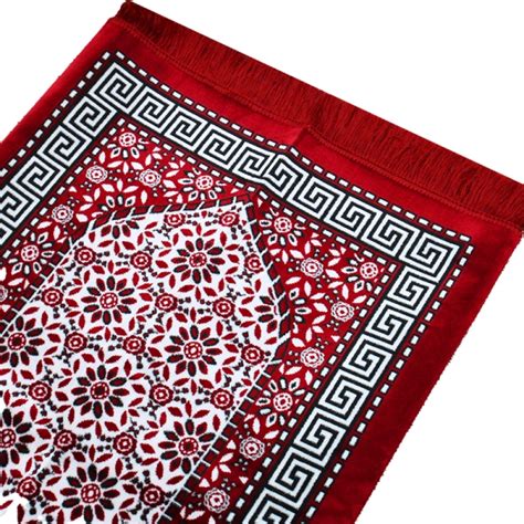 Online Three People Bordered Prayer Rug Red White Amsons