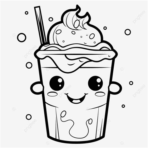 Simple Drawing Of A Cool Milkshake Coloring Page Outline Sketch Vector