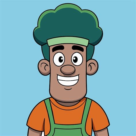 A Cartoon Of A Man With A Green Hat On His Head Premium AI Generated