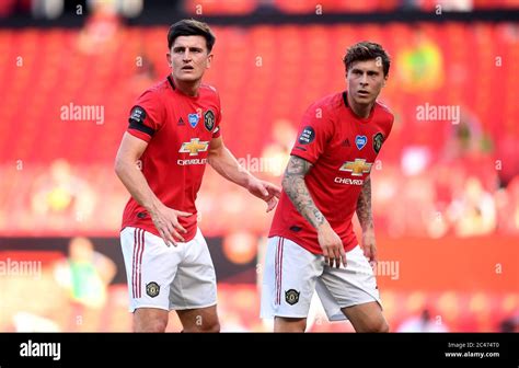 Manchester Uniteds Harry Maguire Left And Victor Lindelof During The