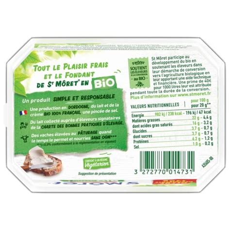 Fromage Bio à Tartiner Nature SAINT MORET la barquette de 140g à Prix