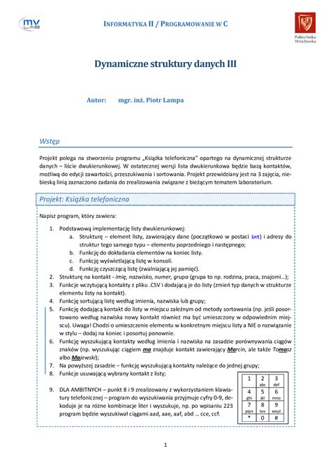 Lab Dynamiczne Struktury Danych Iii Informatyka Ii Programowanie