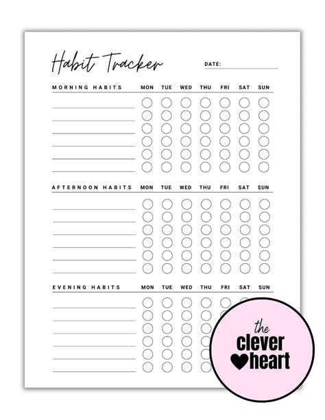 Free Habit Tracker Printable Daily Weekly Monthly The Clever Heart