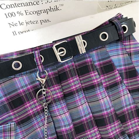 Gothic Plaid Skirt Women Y K Cyber Goth Clothing Cyberpunk Etsy