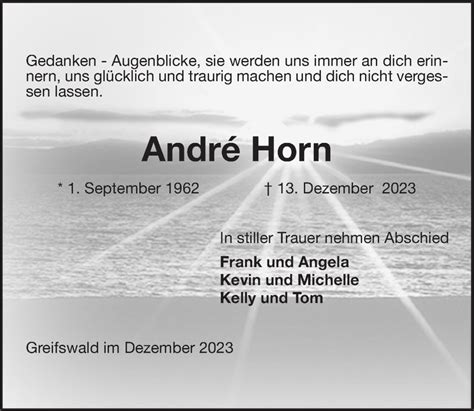 Traueranzeigen Von Andre Horn Trauer Anzeigen De