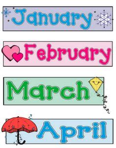 Printable Monthly Calendar Headers Clip Art Library