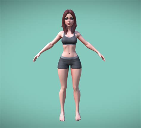 Artstation Stylized Female Character Basemesh Rigged Sport