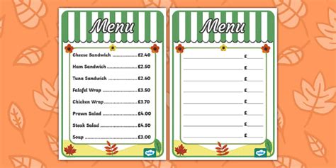 Autumn Market Themed Menu Display Poster Teacher Made