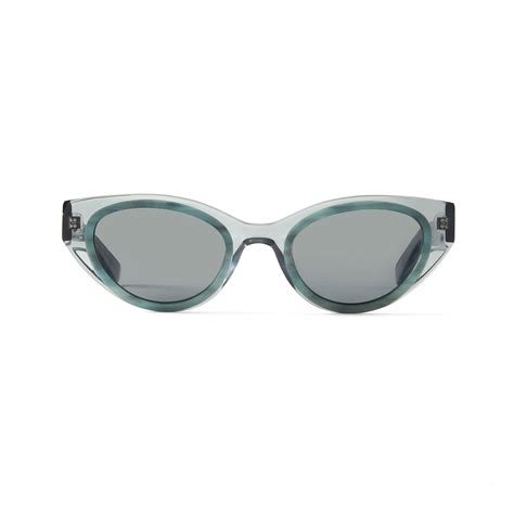 Camille Sun Clear Grey And Teal Marble Sunglasses French Kiwis