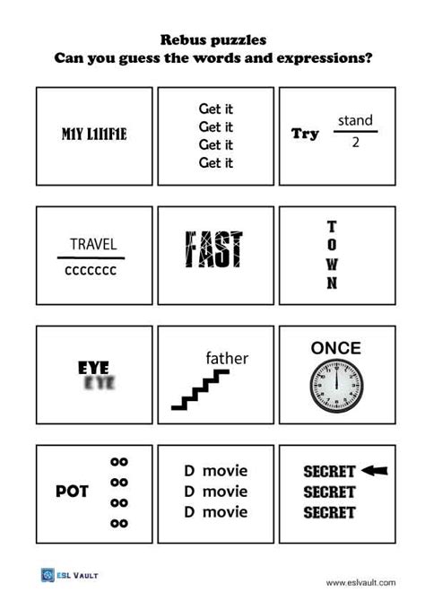 300 Free Printable Rebus Puzzles With Answers ESL Vault