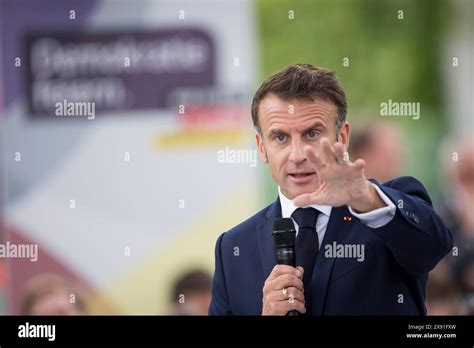 Emmanuel Macron President Of The French Republic At The Stage Talk In