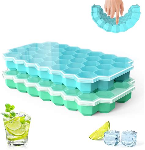 Amazon Ice Cube Tray Silicone Flexible 76 Cubes Ice Trays Freezer