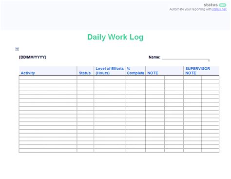 How To Create A Work Log In Excel Templates Printable Free