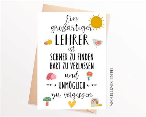 Abschiedskarte Lehrer Schule Grundschule Abschiedsgeschenk Lehrer Karte