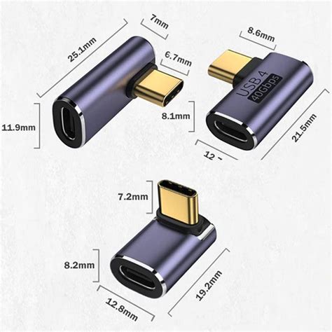 JANMMDEG USB 4 Type C変換アダプター左右90曲げ3種類セットL字L型USB 4 0高速充電PD充電100 w高速デー