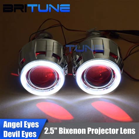 Projetor De Led Olho De Anjo Diabo Bi Xenon H H Lentes Para Farol